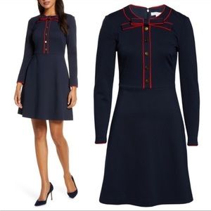 1901 Navy blue and red bow dress